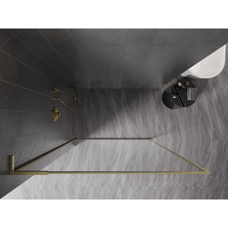 Mexen Kioto-F L Duschwand Walk-in mit Rahmen 100 x 202 cm, transparent 8 mm, gebürstet gold - 800-100-174-55-00