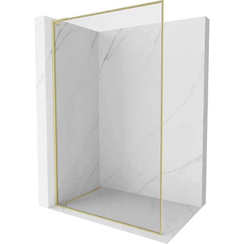 Mexen Kioto-F L Duschwand Walk-in mit Rahmen 105 x 202 cm, transparent 8 mm, gebürstetes Gold - 800-105-174-55-00