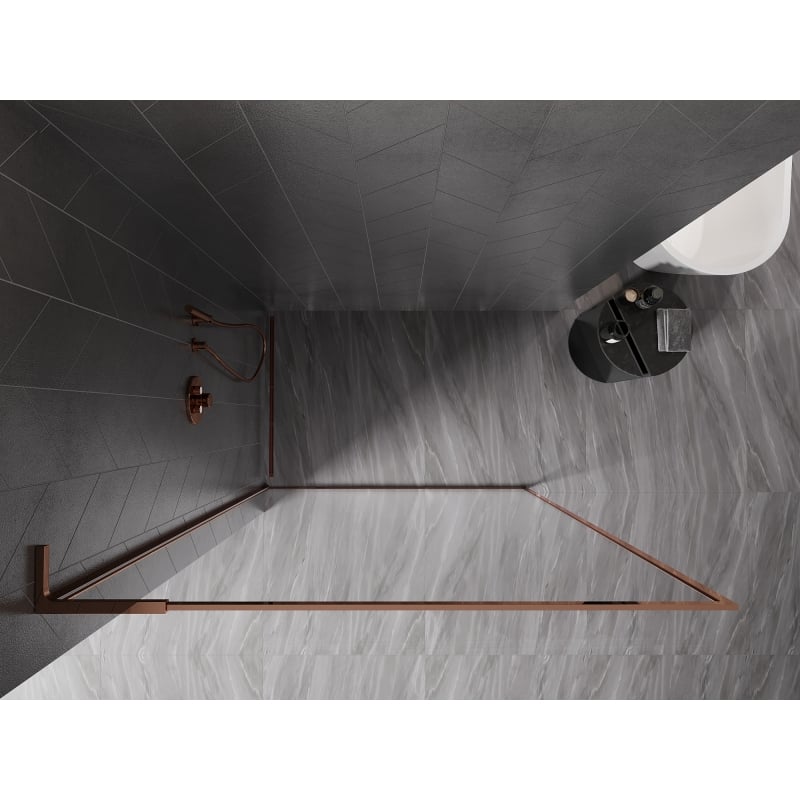 Mexen Kioto-F L Walk-In Duschwand mit Rahmen 60 x 202 cm, transparent 8 mm, Roségold - 800-060-174-60-00