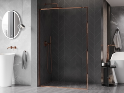 Mexen Kioto-F L Duschwand Walk-in mit Rahmen 90 x 202 cm, transparent 8 mm, Roségold - 800-090-174-60-00
