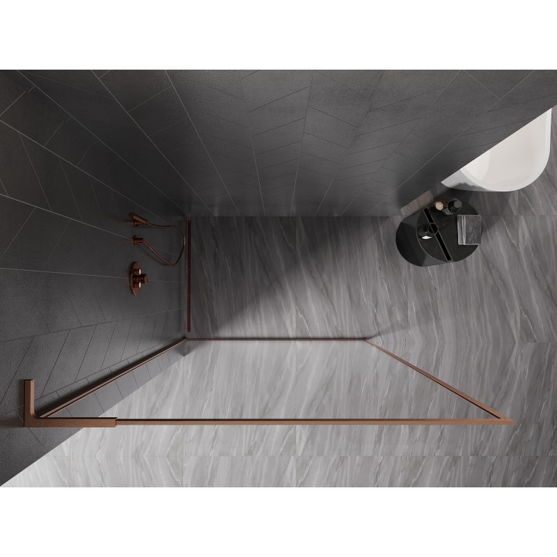 Mexen Kioto-F L Duschwand Walk-in mit Rahmen 85 x 202 cm, transparent 8 mm, gebürstetes Kupfer - 800-085-174-65-00