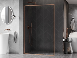 Mexen Kioto-F L Duschwand Walk-in mit Rahmen 105 x 202 cm, transparent 8 mm, gebürstetes Kupfer - 800-105-174-65-00