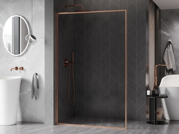Mexen Kioto-F L Duschwand Walk-in mit Rahmen 110 x 202 cm, transparent 8 mm, gebürstetes Kupfer - 800-110-174-65-00