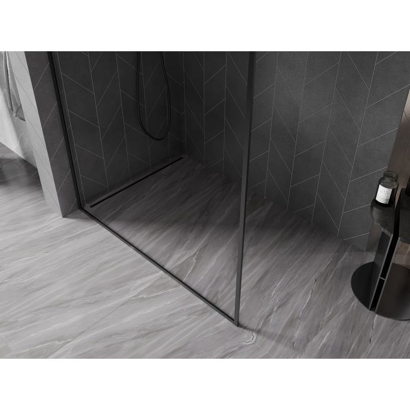 Mexen Kioto-F L Duschwand Walk-in mit Rahmen 90 x 202 cm, transparent 8 mm, schwarz - 800-090-174-70-00
