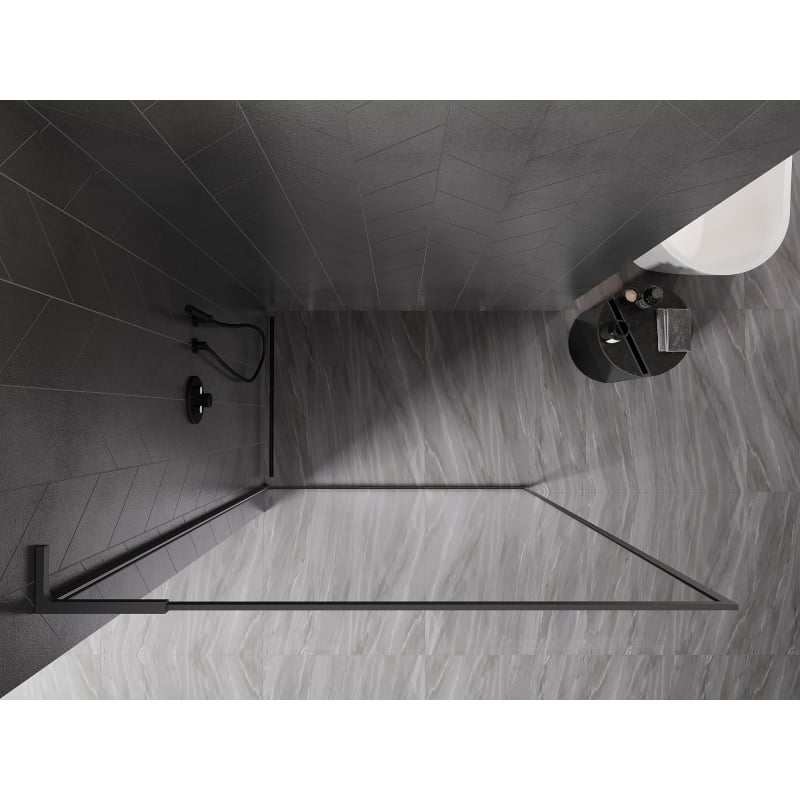 Mexen Kioto-F L Duschwand Walk-in mit Rahmen 110 x 202 cm, transparent 8 mm, Gun Metal - 800-110-174-95-00