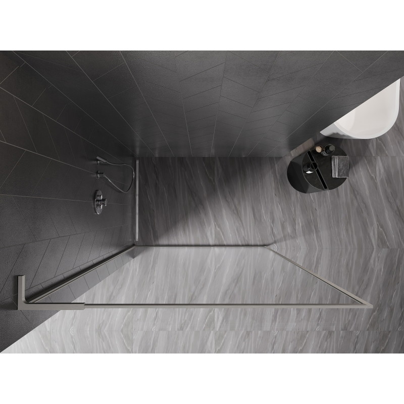 Mexen Kioto-F L Duschwand Walk-in mit Rahmen 65 x 202 cm, transparent 8 mm, gebürsteter Nickel - 800-065-174-97-00