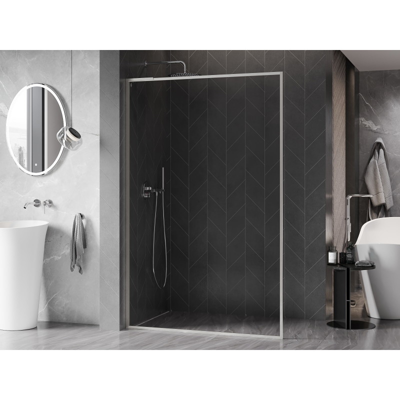 Mexen Kioto-F L Duschwand Walk-in mit Rahmen 80 x 202 cm, transparent 8 mm, gebürsteter Nickel - 800-080-174-97-00