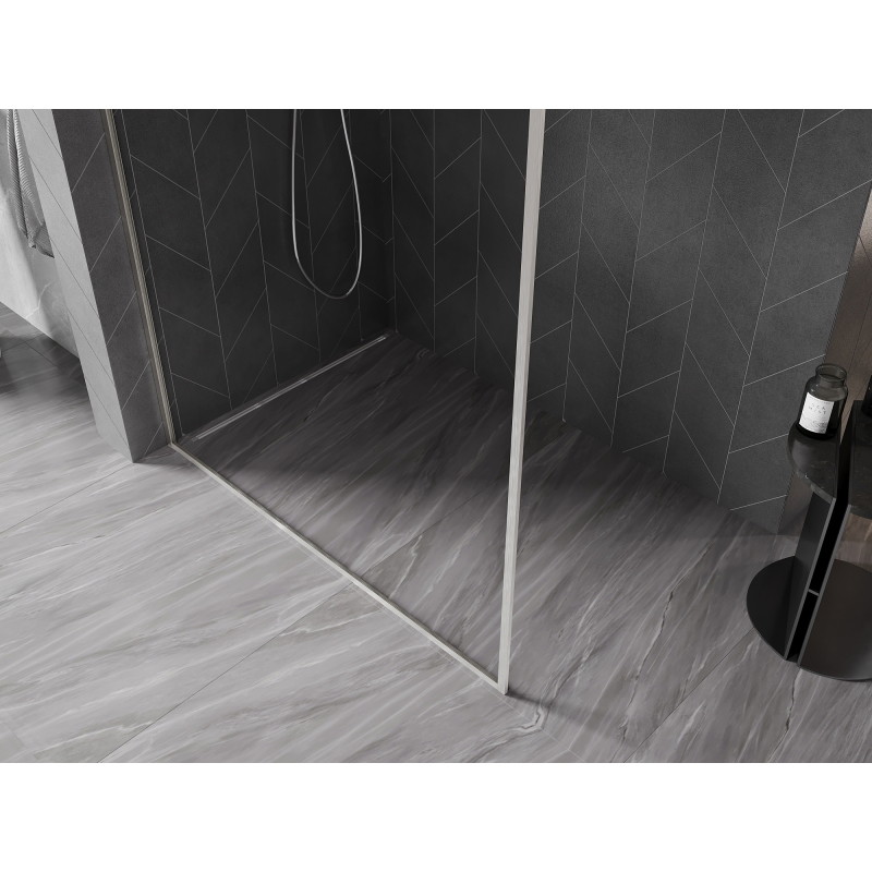 Mexen Kioto-F L Duschwand Walk-in mit Rahmen 90 x 202 cm, transparent 8 mm, gebürsteter Nickel - 800-090-174-97-00