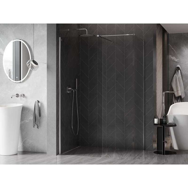 Mexen Kioto-X Duschwand Walk-in 120 x 80 cm, transparent 10 mm, Chrom - 800-120-202-01-00-080-X