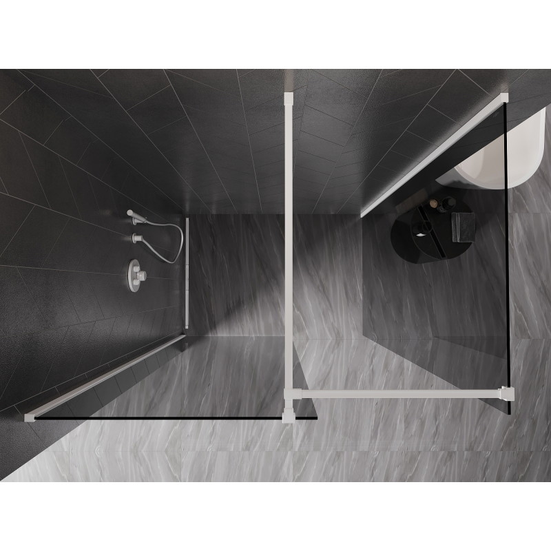 Mexen Kioto-X Duschwand Walk-in 150 x 70 cm, transparent 10 mm, weiß - 800-150-202-20-00-070-X