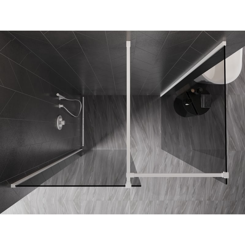 Mexen Kioto-X Duschwand Walk-in 110 x 90 cm, transparent 10 mm, weiß - 800-110-202-20-00-090-X