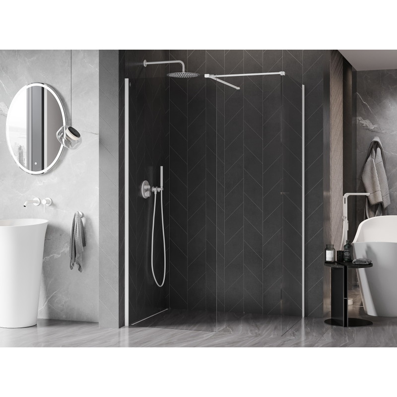 Mexen Kioto-X Duschwand Walk-in 130 x 90 cm, transparent 10 mm, weiß - 800-130-202-20-00-090-X