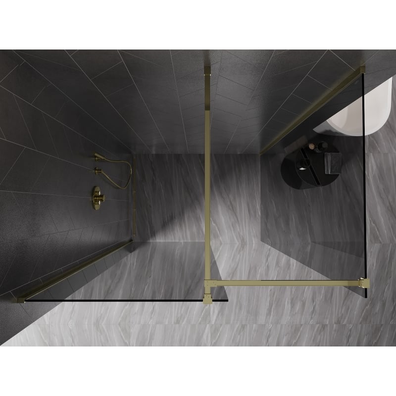 Mexen Kioto-X Duschwand Walk-in 100 x 70 cm, transparent 10 mm, gold - 800-100-202-50-00-070-X