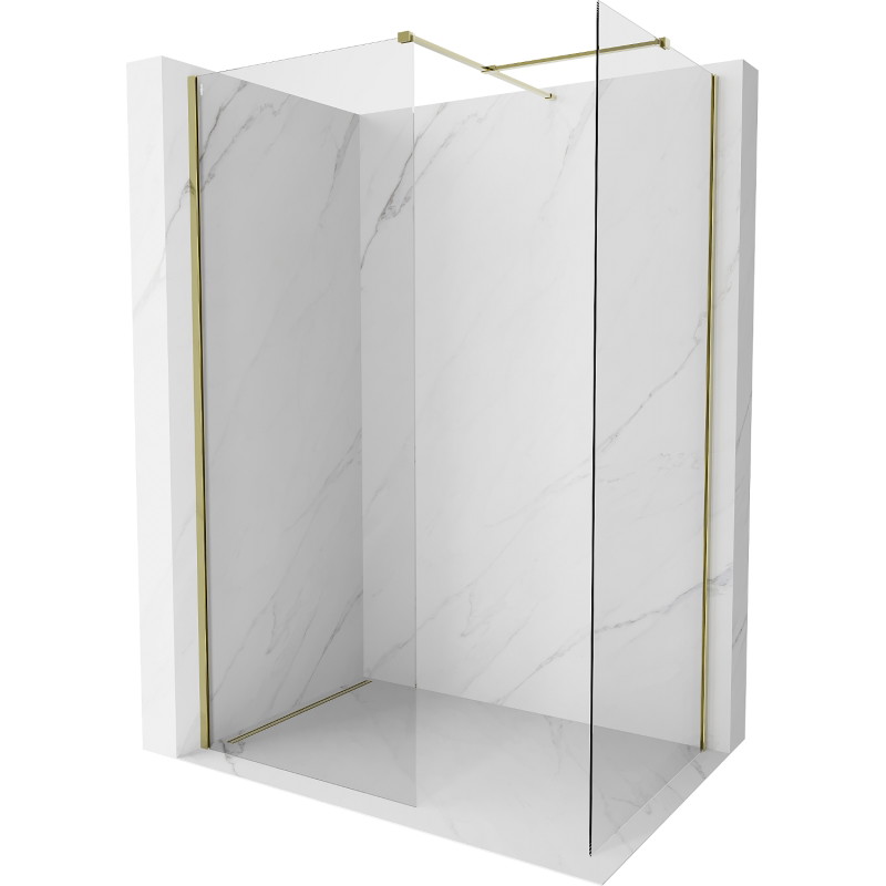 Mexen Kioto-X Duschwand Walk-in 110 x 100 cm, transparent 10 mm, gold - 800-110-202-50-00-100-X