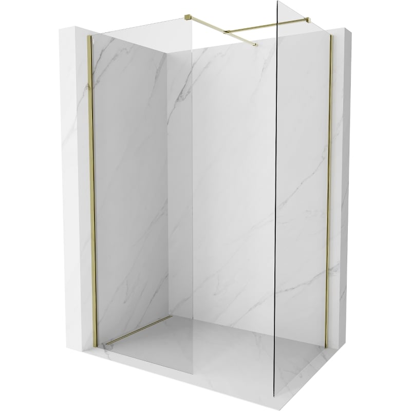 Mexen Kioto-X Duschwand Walk-in 110 x 110 cm, transparent 10 mm, gold - 800-110-202-50-00-110-X