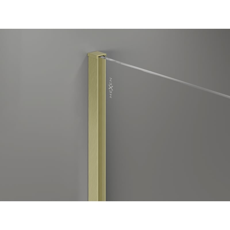 Mexen Kioto-X Duschwand Walk-in 150 x 70 cm, transparent 10 mm, gebürstetes Gold - 800-150-202-55-00-070-X