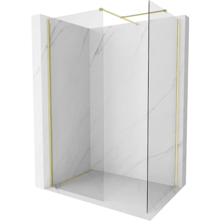 Mexen Kioto-X Duschwand Walk-in 100 x 80 cm, transparent 10 mm, gebürstetes Gold - 800-100-202-55-00-080-X