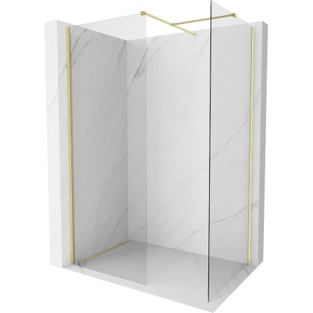 Mexen Kioto-X Duschwand Walk-in 100 x 100 cm, transparent 10 mm, gebürstetes Gold - 800-100-202-55-00-100-X