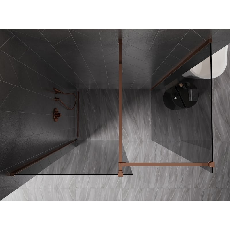 Mexen Kioto-X Duschwand Walk-in 110 x 70 cm, transparent 10 mm, Roségold - 800-110-202-60-00-070-X