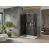 Mexen Omega Schiebetürduschkabine 140 x 80 cm, Graphit, Chrom + Duschwanne Flat, Weiß - 825-140-080-01-40-4010