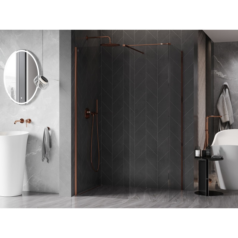Mexen Kioto-X Duschwand Walk-In 90 x 80 cm, transparent 10 mm, Roségold - 800-090-202-60-00-080-X