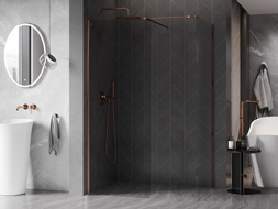 Mexen Kioto-X Duschwand Walk-in 150 x 80 cm, transparent 10 mm, Roségold - 800-150-202-60-00-080-X