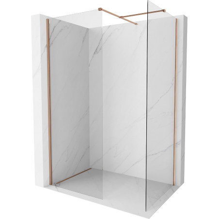 Mexen Kioto-X Duschwand Walk-in 80 x 80 cm, transparent 10 mm, gebürstetes Kupfer - 800-080-202-65-00-080-X