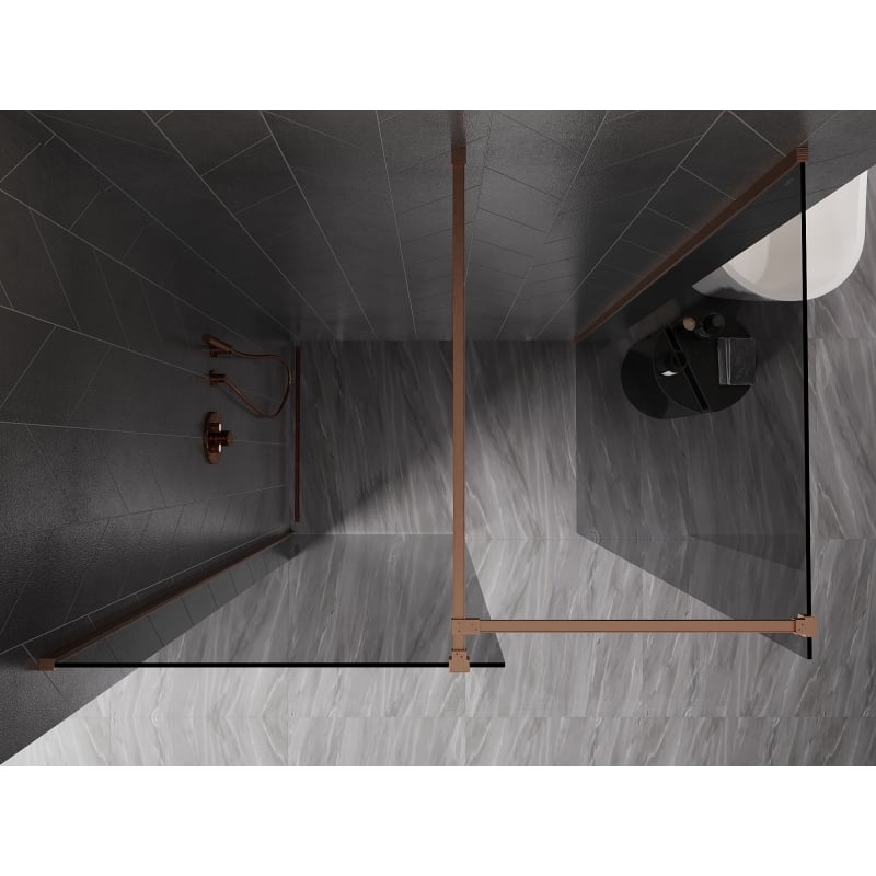 Mexen Kioto-X Duschwand Walk-in 80 x 80 cm, transparent 10 mm, gebürstetes Kupfer - 800-080-202-65-00-080-X