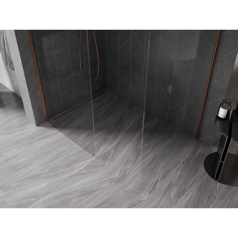 Mexen Kioto-X Duschwand Walk-in 130 x 100 cm, transparent 10 mm, gebürstetes Kupfer - 800-130-202-65-00-100-X