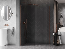 Mexen Kioto-X Duschwand Walk-in 150 x 110 cm, transparent 10 mm, gebürstetes Kupfer - 800-150-202-65-00-110-X