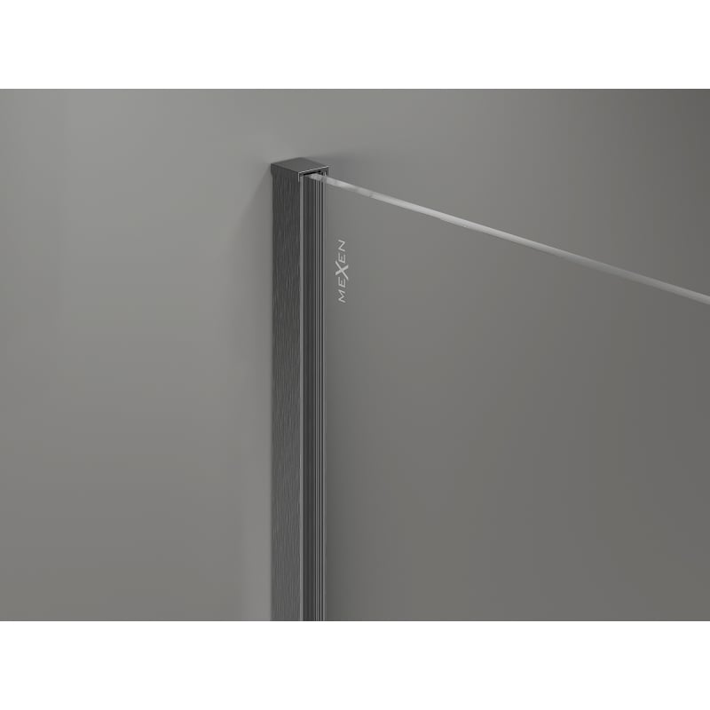Mexen Kioto-X Duschwand Walk-in 150 x 110 cm, transparent 10 mm, gebürstetes Dunkelgrau - 800-150-202-66-00-110-X