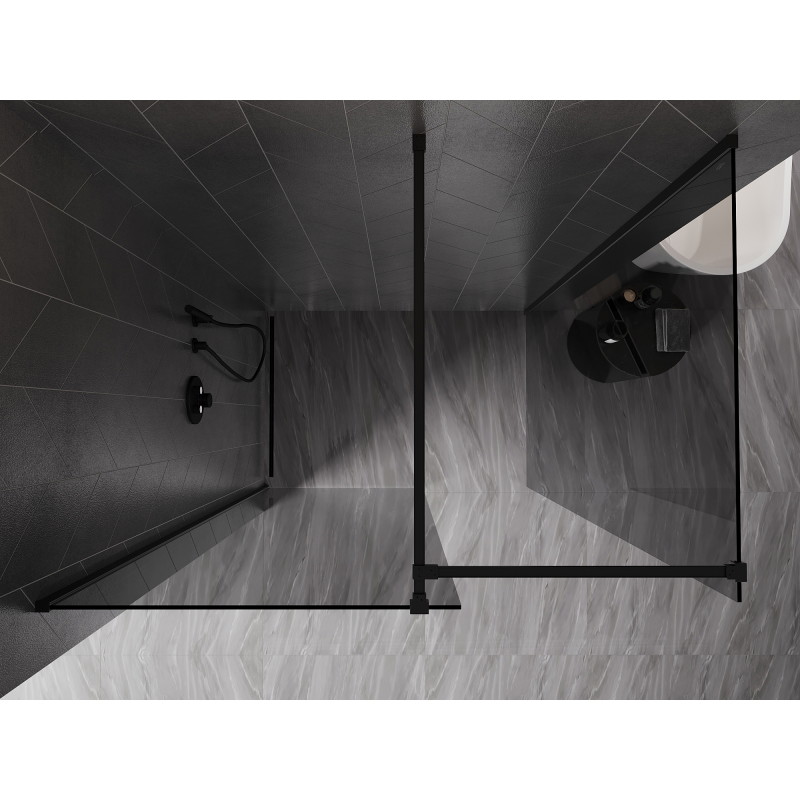 Mexen Kioto-X Duschwand Walk-in 130 x 70 cm, transparent 10 mm, schwarz - 800-130-202-70-00-070-X