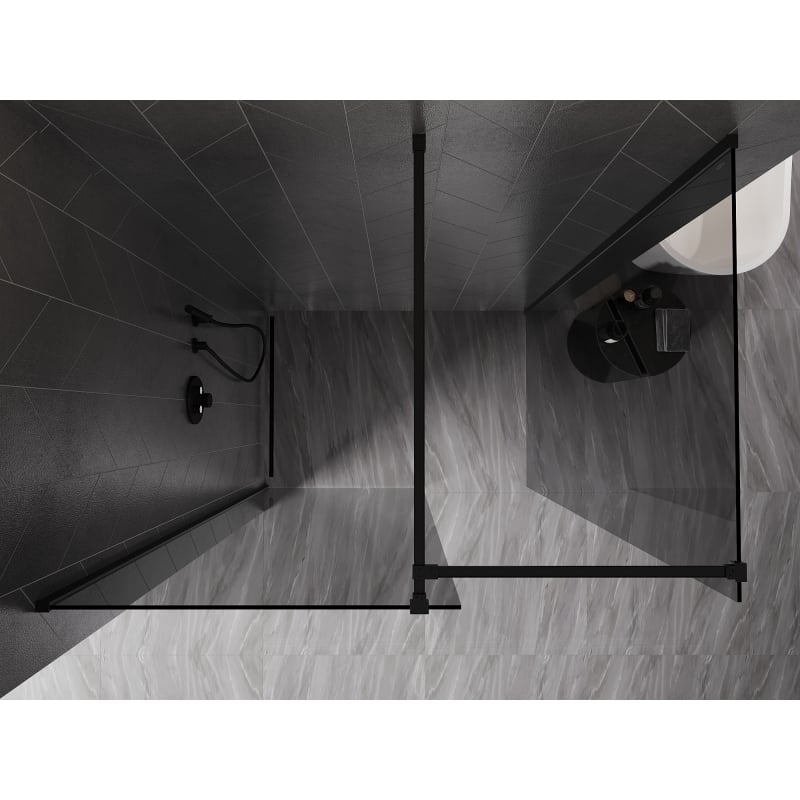 Mexen Kioto-X Duschwand Walk-in 140 x 70 cm, transparent 10 mm, schwarz - 800-140-202-70-00-070-X