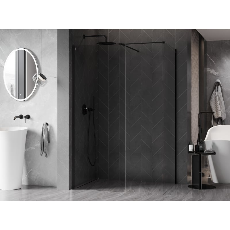 Mexen Kioto-X Duschwand Walk-in 100 x 100 cm, transparent 10 mm, schwarz - 800-100-202-70-00-100-X