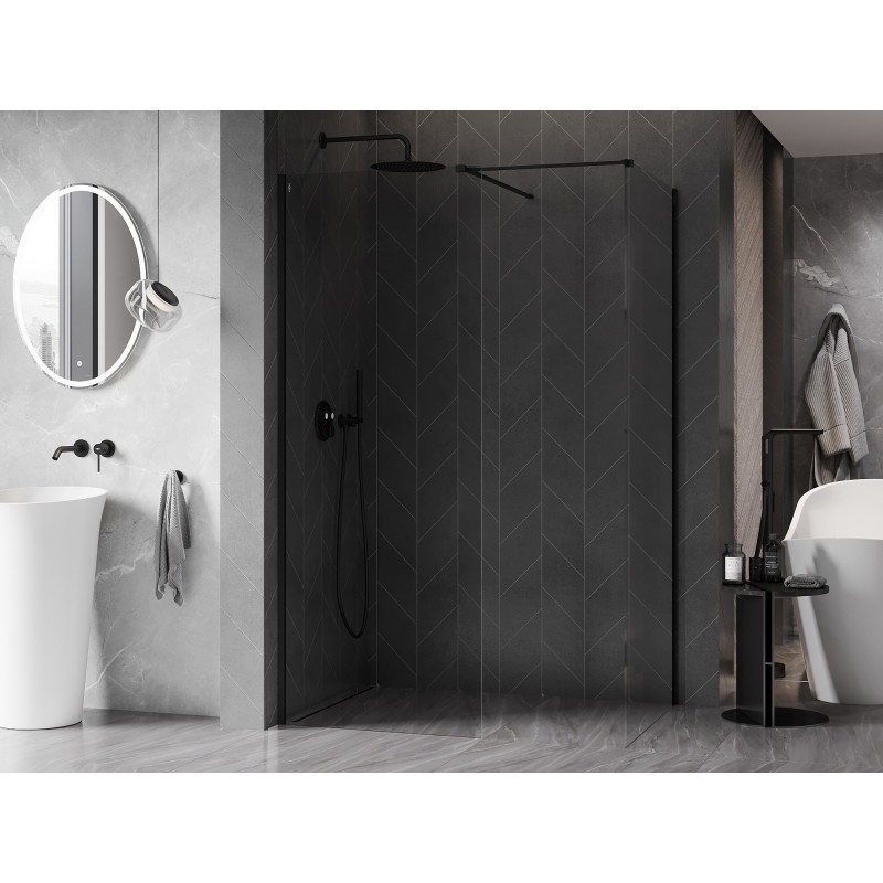 Mexen Kioto-X Duschwand Walk-in 120 x 120 cm, transparent 10 mm, schwarz - 800-120-202-70-00-120-X