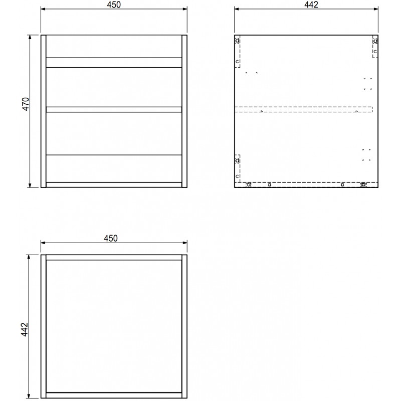 Mexen Box-A Korpus des Waschtischunterschranks 45 cm, Weiß glänzend - 91AX1-0450-470-1-00