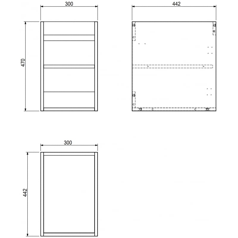 Mexen Box-A Schrankkörper für Waschtischunterschrank 30 cm, graues matt - 91AX1-0300-470-1-62