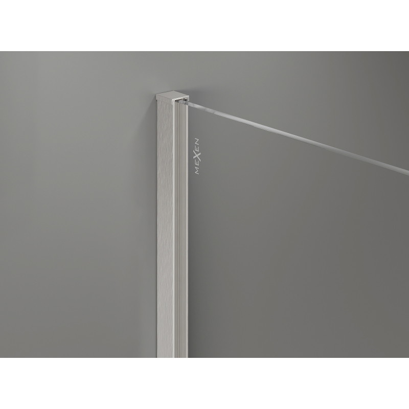 Mexen Kioto-X Duschwand Walk-in 90 x 70 cm, transparent 10 mm, gebürstetes Nickel - 800-090-202-97-00-070-X
