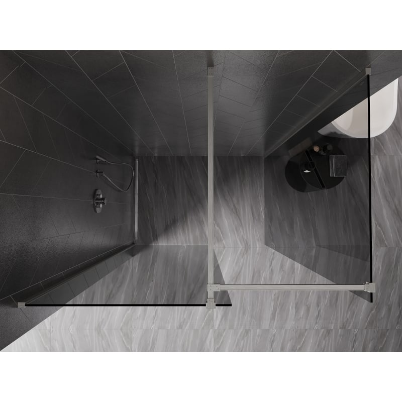 Mexen Kioto-X Duschwand Walk-in 140 x 70 cm, transparent 10 mm, gebürsteter Nickel - 800-140-202-97-00-070-X