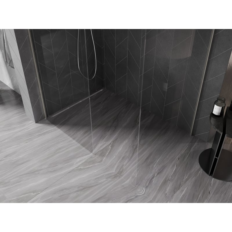 Mexen Kioto-X Duschwand Walk-in 100 x 80 cm, transparent 10 mm, gebürsteter Nickel - 800-100-202-97-00-080-X