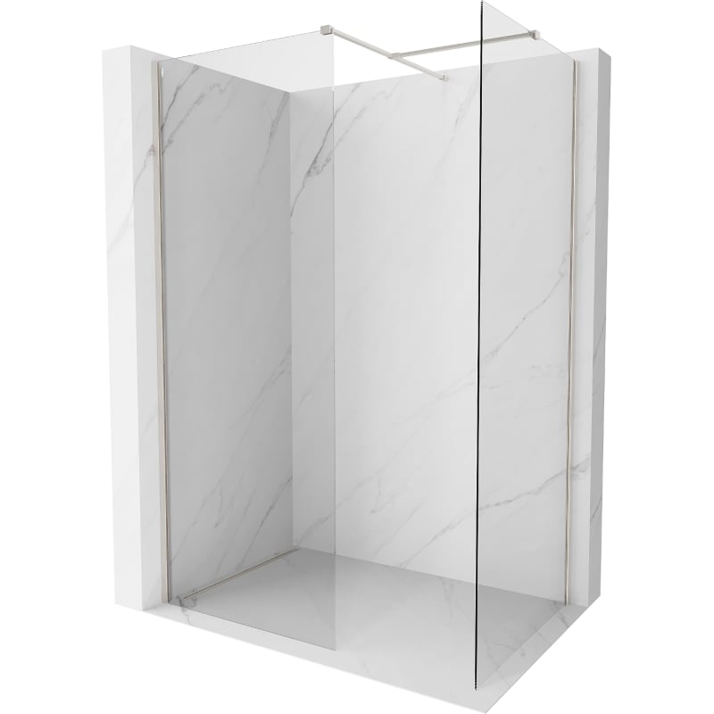 Mexen Kioto-X Duschwand Walk-in 150 x 80 cm, transparent 10 mm, gebürsteter Nickel - 800-150-202-97-00-080-X