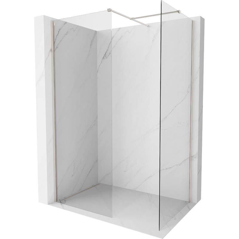 Mexen Kioto-X Duschwand Walk-in 130 x 90 cm, transparent 10 mm, gebürsteter Nickel - 800-130-202-97-00-090-X