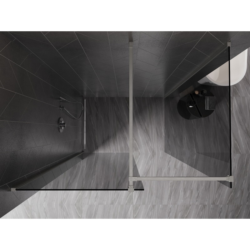Mexen Kioto-X Duschwand Walk-in 140 x 90 cm, transparent 10 mm, gebürstetes Nickel - 800-140-202-97-00-090-X