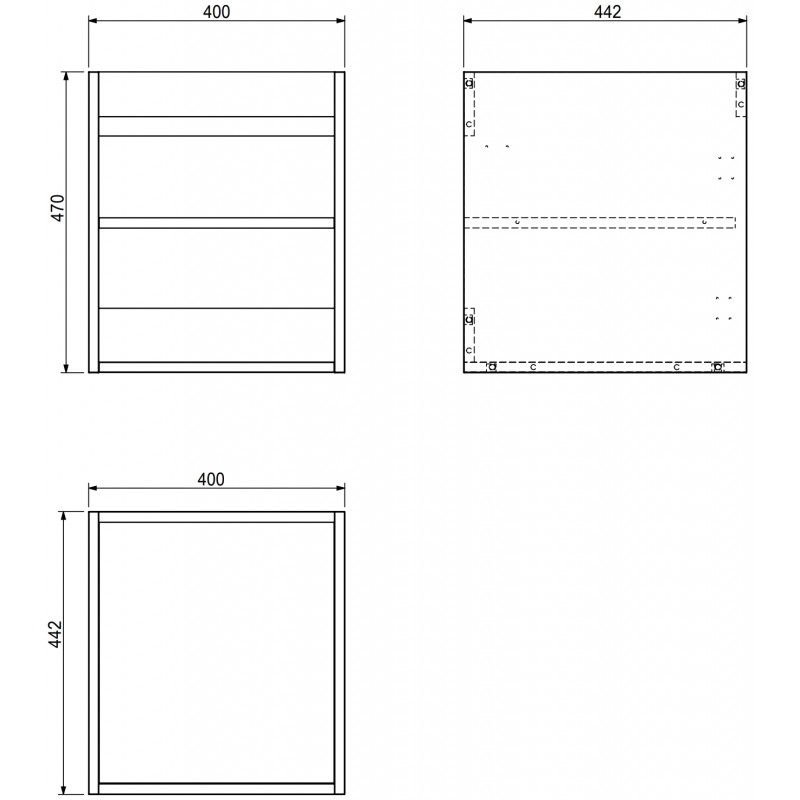 Mexen Box-A Korpus 40 cm Unterschrank, Eiche - 91AX1-0400-470-1-81