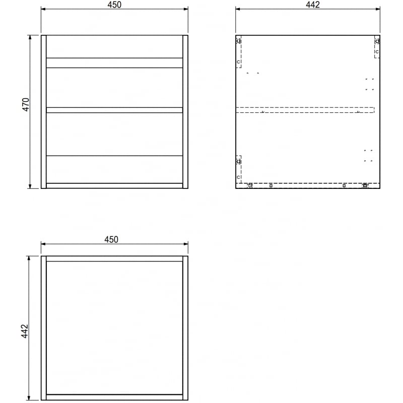 Mexen Box-A Schrankkorpus für Waschtischunterschrank 45 cm, Graphit matt - 91AX1-0450-470-1-66