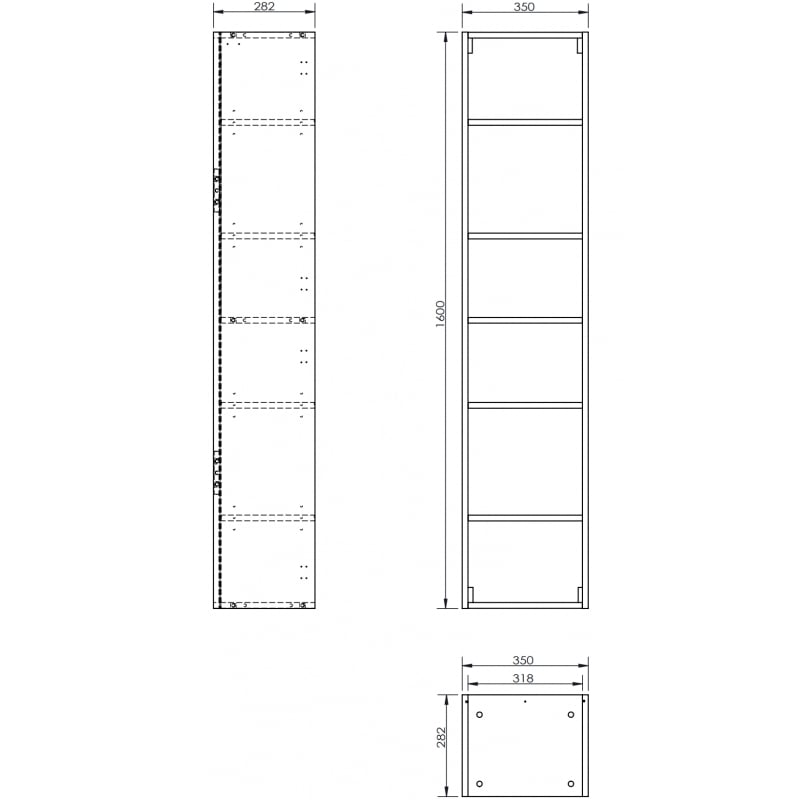 Mexen Box-A Korpus des Badezimmerschranks 35 cm, schwarz matt - 91AX1-1600-300-1-71