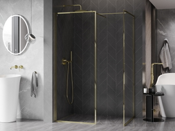 Mexen Kioto-XF Walk-In-Duschwand mit Rahmen 100 x 90 cm, transparent 10 mm, gold - 800-100-202-04-50-090-XF