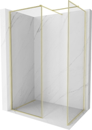 Mexen Kioto-XF Duschwand Walk-in mit Rahmen 160x120 cm, transparent 10 mm, gold gebürstet - 800-160-202-04-55-120-XF