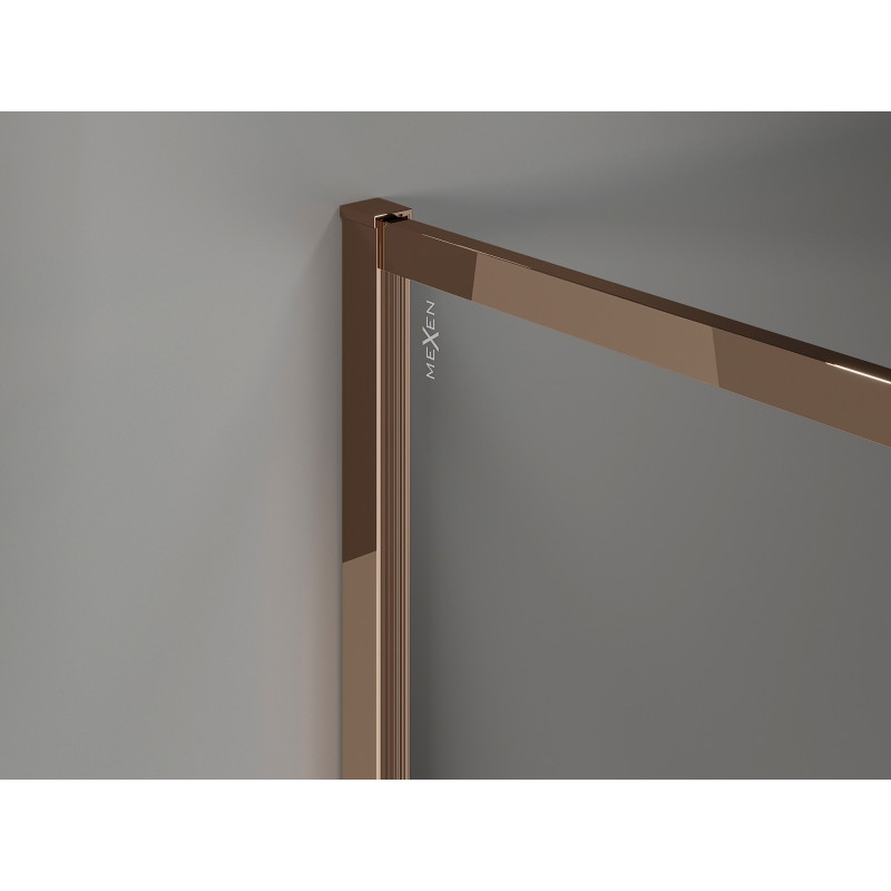 Mexen Kioto-XF Duschwand Walk-in mit Rahmen 130 x 70 cm, transparent 10 mm, Roségold - 800-130-202-04-60-070-XF