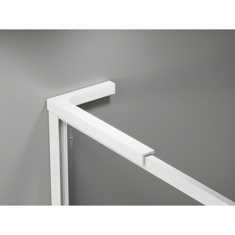 Mexen Kioto-F L Duschwand Walk-in mit Rahmen 95 x 202 cm, transparent 8 mm, weiß - 800-095-174-20-00